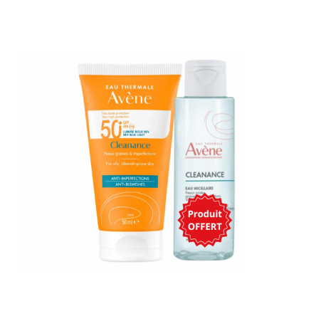Avène Duo Cleanance Solaire SPF50+ + Cleanance Eau Micellaire 100 ml Offerte Paraland