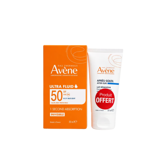 Avène Ultra Fluide Invisible SPF50+ 50 ml + Lait Après-Soleil 50 ml Offert Paraland