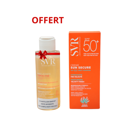 SVR Sun Secure Crème SPF50+ + Topialyse Huile Lavante 100 ml Offerte Paraland