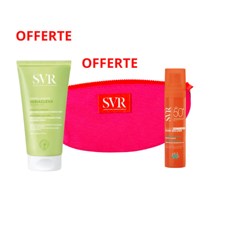 Pack SVR Sun Secure Fluide Photo-Age SPF50+ + Sebiaclear Crème Lavante 55 ml Offerte + Trousse Rose SVR Offerte | Paraland