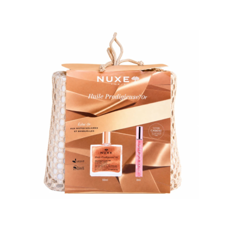 Coffret NUXE Huile Prodigieuse® Or 50 ml + Roll & Glow 8 ml + Trousse Offerte | Paraland