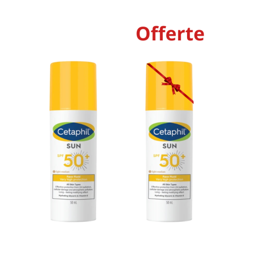 Pack Cetaphil Sun Face Fluide Teinté Light Medium SPF50+ 2 x 50 ml – 1 Offert | Paraland