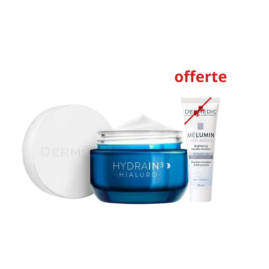 Dermedic Hydrain 3 Crème de Nuit Hydratante Anti-Âge + Melumin 25 ml Offerte | Paraland