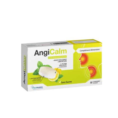 POLYPHARMA Angicalm Citron Sans Sucre - 16 comprimés à sucer | Paraland