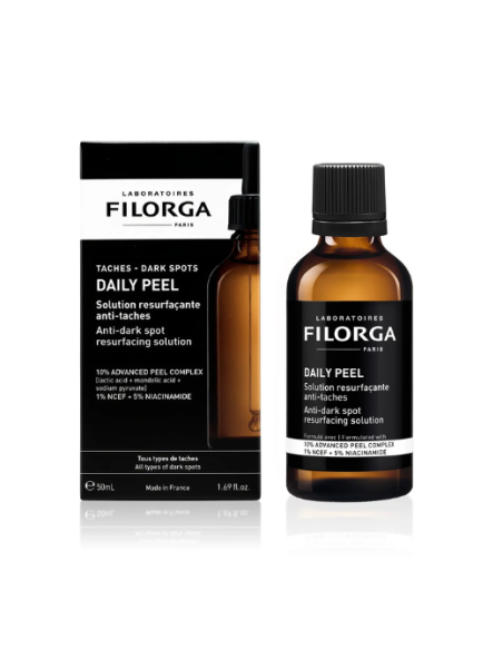 Filorga Daily Peel Anti-Taches 50ml - flacon et boîte, 10% Advanced Peel Complex + NCEF + 5% Niacinamide