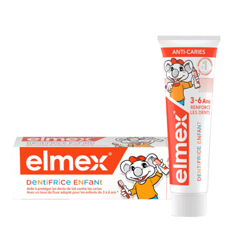 Elmex Dentifrice Enfant 3-6 ans, dentifrice anti-caries pour dents de lait