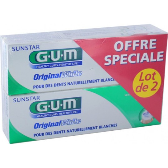GUM Dentifrice original white duo, 2x75ml