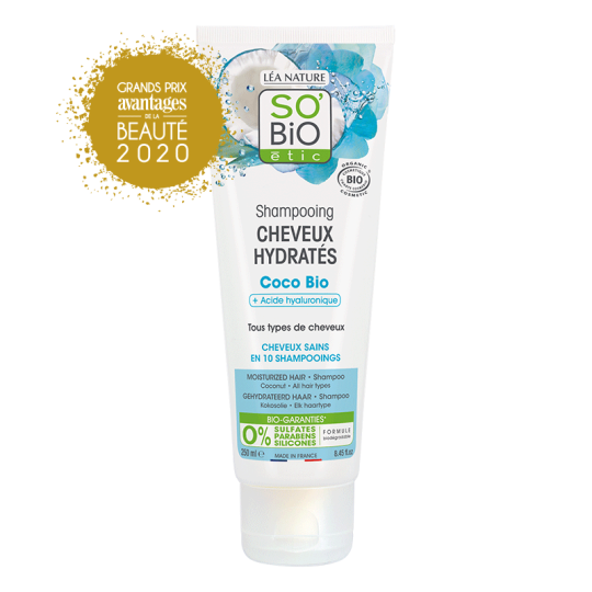 SO BIO Shampooing Cheveux Hydratés - Coco + Acide Hyaluronique