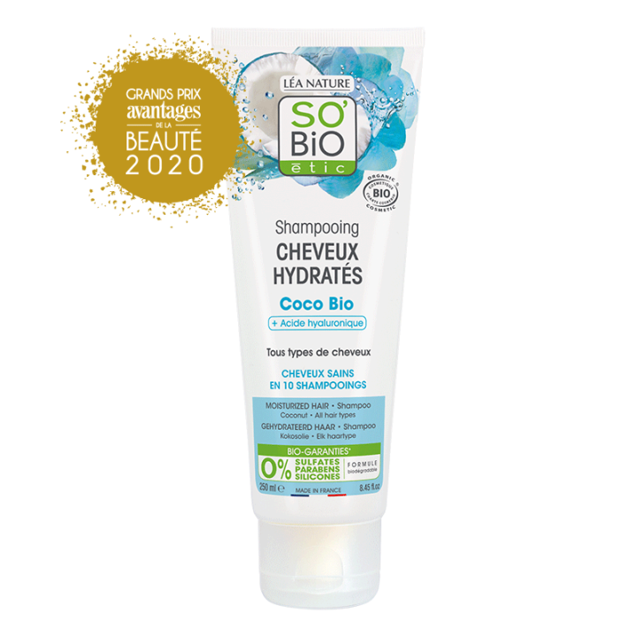 SO BIO Shampooing Cheveux Hydratés - Coco + Acide Hyaluronique