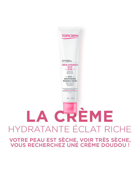 TOPICREM HYDRA+ Crème Hydratante Éclat Riche, 40ML
