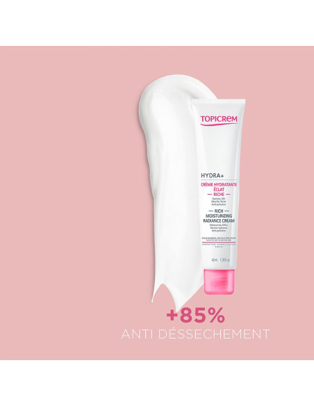 TOPICREM HYDRA+ Crème Hydratante Éclat Riche, 40ML