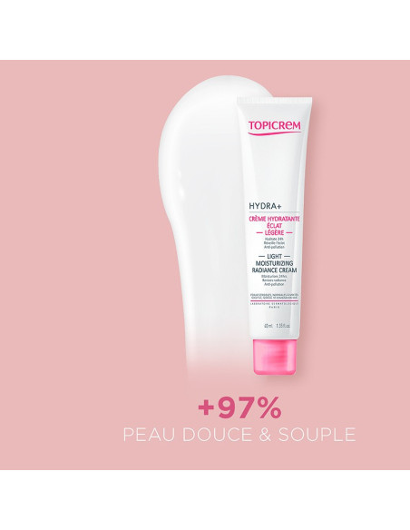 TOPICREM HYDRA+ Crème Hydratante Éclat Légère, 40ML