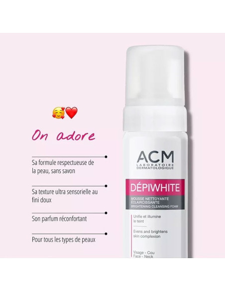 ACM Dépiwhite Mousse Nettoyante éclaircissante, 200ML