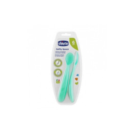 CHICCO 2 CUILLERE SILICONE, 6M+ Vert