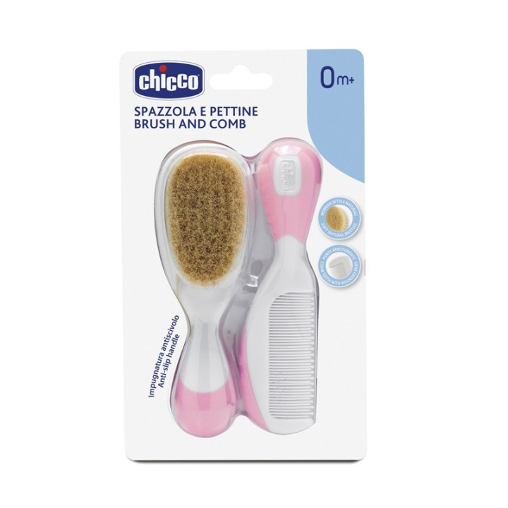 Chicco Brosse Et Peigne Rose Bébé (+0 mois)