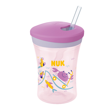 NUK Action Cup Tasse avec Paille en Silicone +12 mois