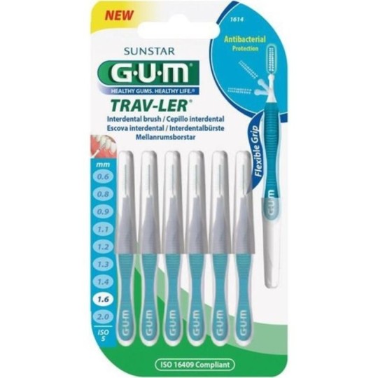 GUM BROSSETTES TRAVELER FINE CONIQUE 1.6MM(1614) 4 BROSSETTES
