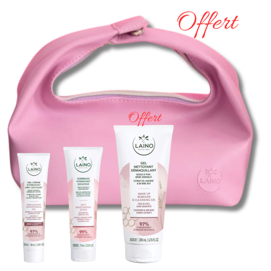 Laino Pack Gommage Hydratant + Creme Nourrissante + Gel Nettoyant Demaquillant Offert