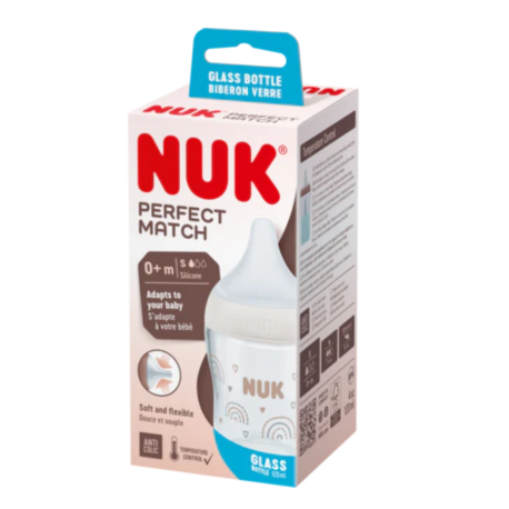 Biberon en verre NUK Perfect Match avec tétine en silicone souple