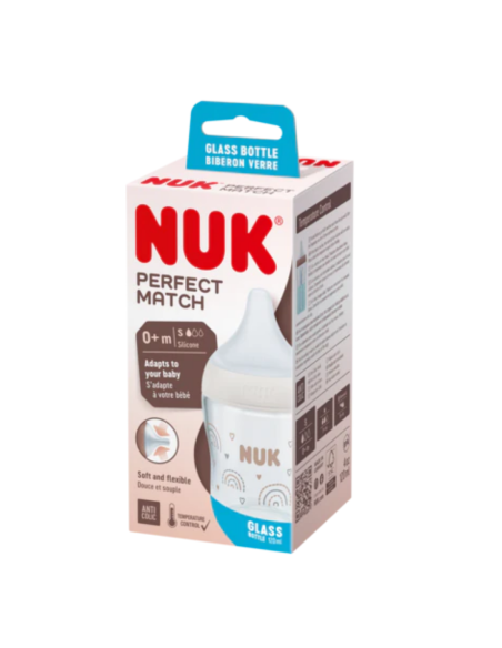 Biberon en verre NUK Perfect Match avec tétine en silicone souple