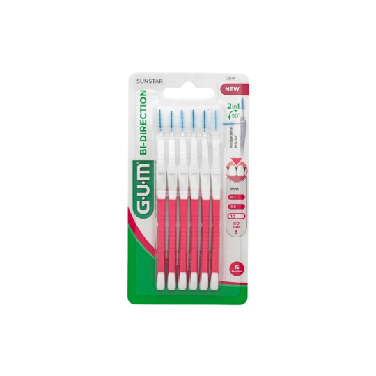 GUM Brossettes Interdentaires Bi-Direction Boite de 6 (2614)