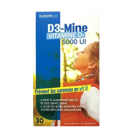 D3 Mine Vitamine D3 5000 UI 30 Gélules
