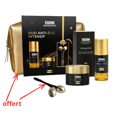 ISDIN Coffret Duo Anti-Âge Intensif + Sac Offert & Accessoire Massage Visage Paraland