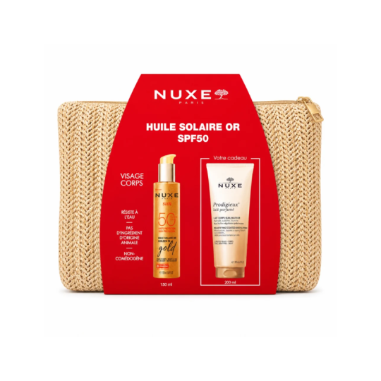 Nuxe Trousse Sun Huile Solaire Or Gold SPF50 + Lait Parfumé Corps Offert
