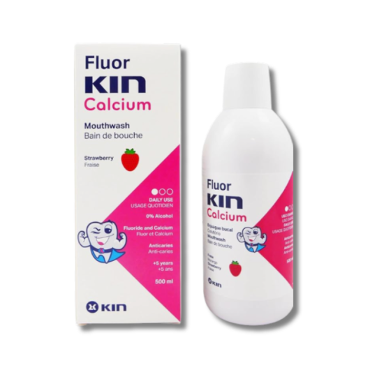 FluorKIN Calcium Bain de Bouche Fraise 500ml paraland
